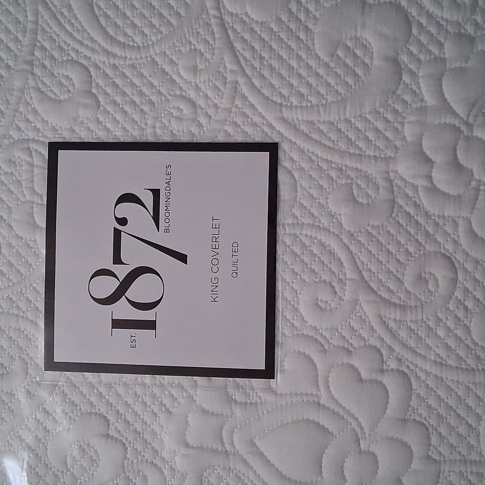 Rare 1872 Label, Elegant White King Coverlet